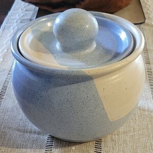 Handthrown Pottery Cookie Jar Or Canister Vintage Blue